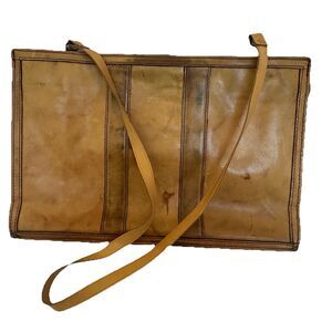 Vintage Leather Attaché Briefcase Brown Bag Retractable Handle Removable Strap